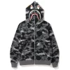 BAPE Grid Camo Shark Full Zip Hoodie Black