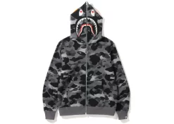 BAPE Grid Camo Shark Full Zip Hoodie Black