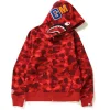 BAPE Color Camo Shark Full Zip Hoodie Red