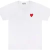 CDG Play Embroidered Red Heart T-shirt White