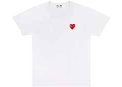 CDG Play Embroidered Red Heart T-shirt White