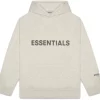 FEAR OF GOD ESSENTIALS 3D Silicon Applique Pullover Hoodie Oatmeal Heather