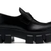 Prada Monolith 55mm Loafer Black Brushed Leather