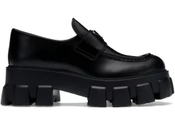 Prada Monolith 55mm Loafer Black Brushed Leather