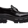 Prada Monolith 55mm Pointy Loafer Black Brushed Leather