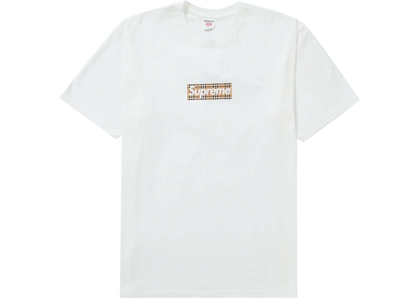 Supreme Burberry Box Logo Tee White 1 Supreme Burberry Box Logo Tee White