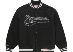 Supreme Mitchell & Ness Doughboy Twill Varsity Jacket Black