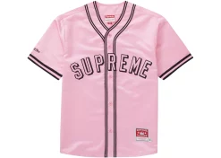 Supreme Mitchell & Ness Satin Baseball Jersey Pink