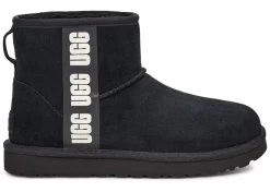 UGG Classic Mini Side Logo Boot Black White (W)
